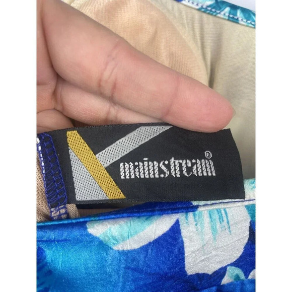 Vintage MAINSTREAM Blue Tropical Floral‎ One Piece Swimsuit Dress Size 10 - Picture 9 of 10